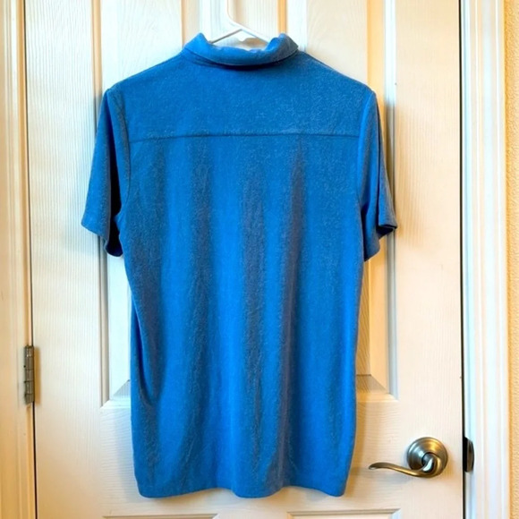 Onia Men’s Alec Polo Casual Collar Shirt Solid Denim Color Small - Picture 4 of 6